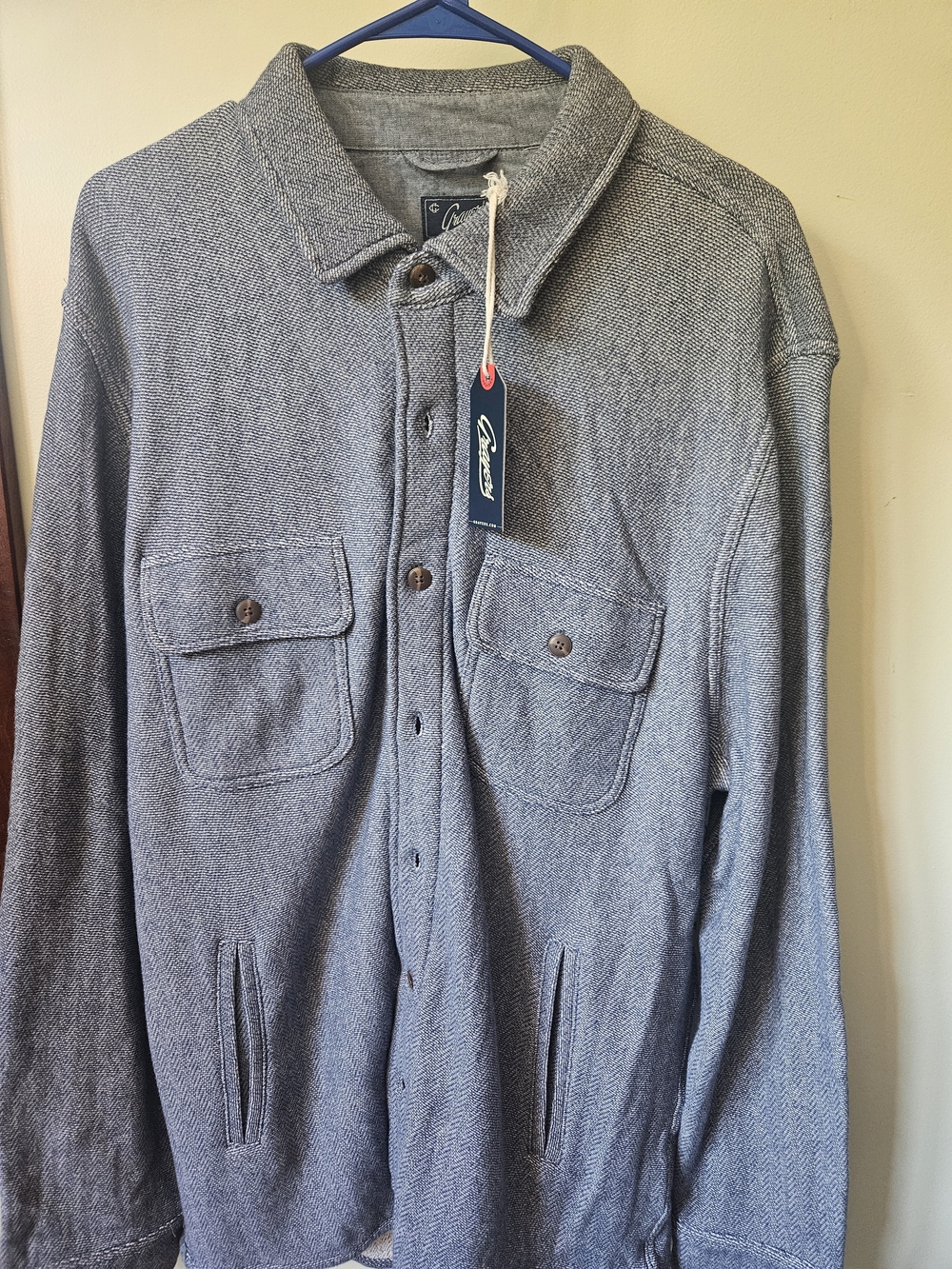 Mens Grayers Gray Button-Front Wool-Blend Overshirt Jacket